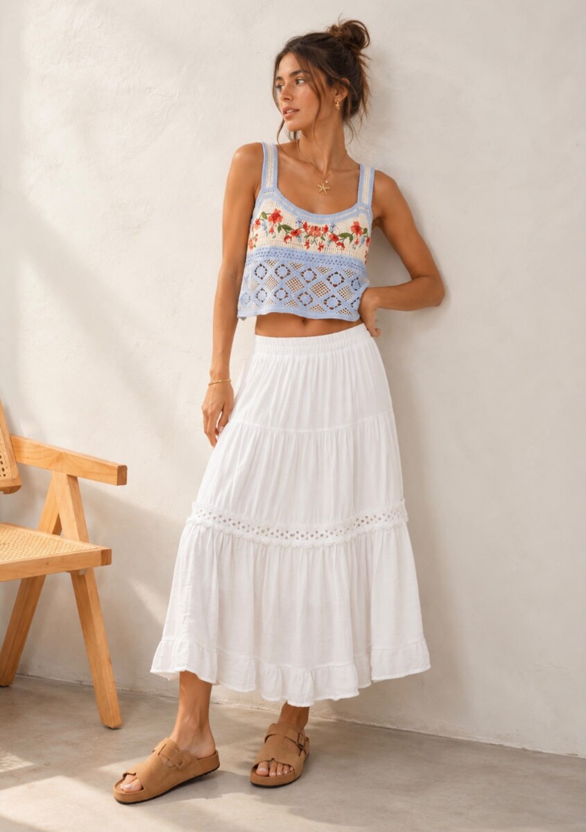 Pollera Margarita - blanco 