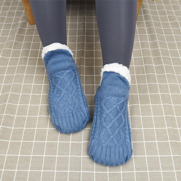 Medias Termicas Polar Invierno Algodón Antideslizantes Variante Color Azul L