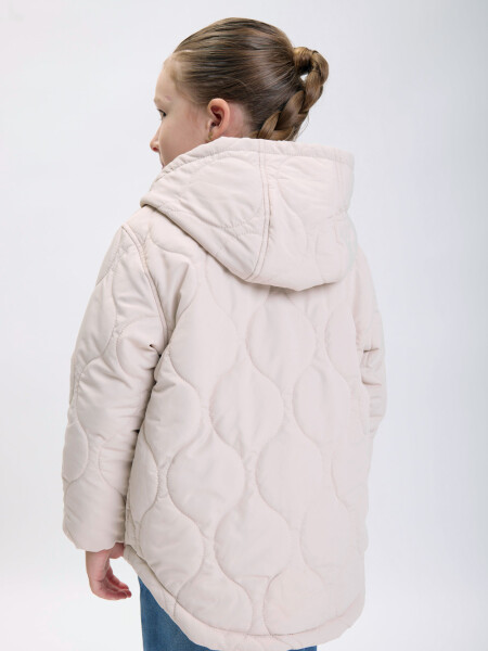Campera capitoneada capucha Beige