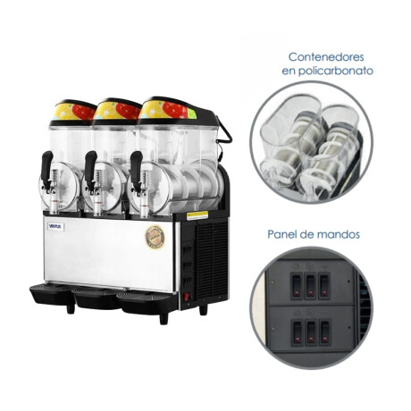 Maquina de Granizado con Cenefa 3 Cubas 12 Litros c/u Maquina de Granizado con Cenefa 3 Cubas 12 Litros c/u
