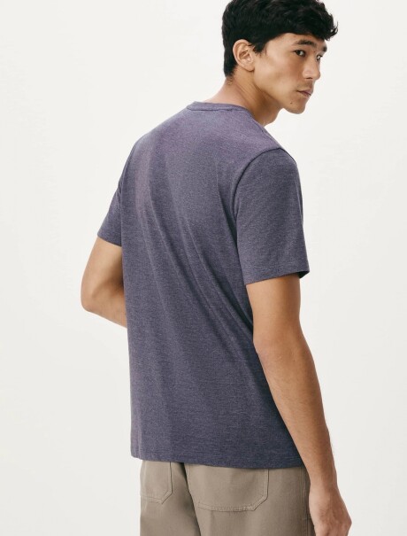 CAMISETA BÁSICA MANGA CORTA CUELLO EN V AZUL