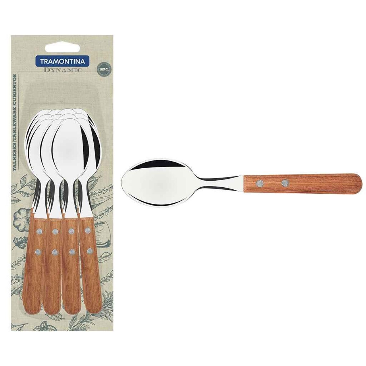 Set 12 Cucharas de Mesa Tramontina Dynamic con Mango de Madera 