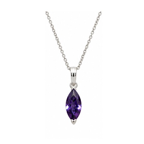 Cadena y colgante piedra talla Navette violeta Cadena y colgante piedra talla Navette violeta