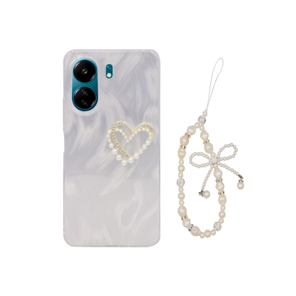 Protector para Xiaomi Redmi 13C diseño corazón + correa 