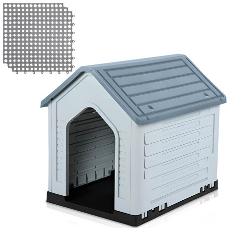 Casa Cucha Mascota Perro 60x66x52 Resistente + Piso Gris