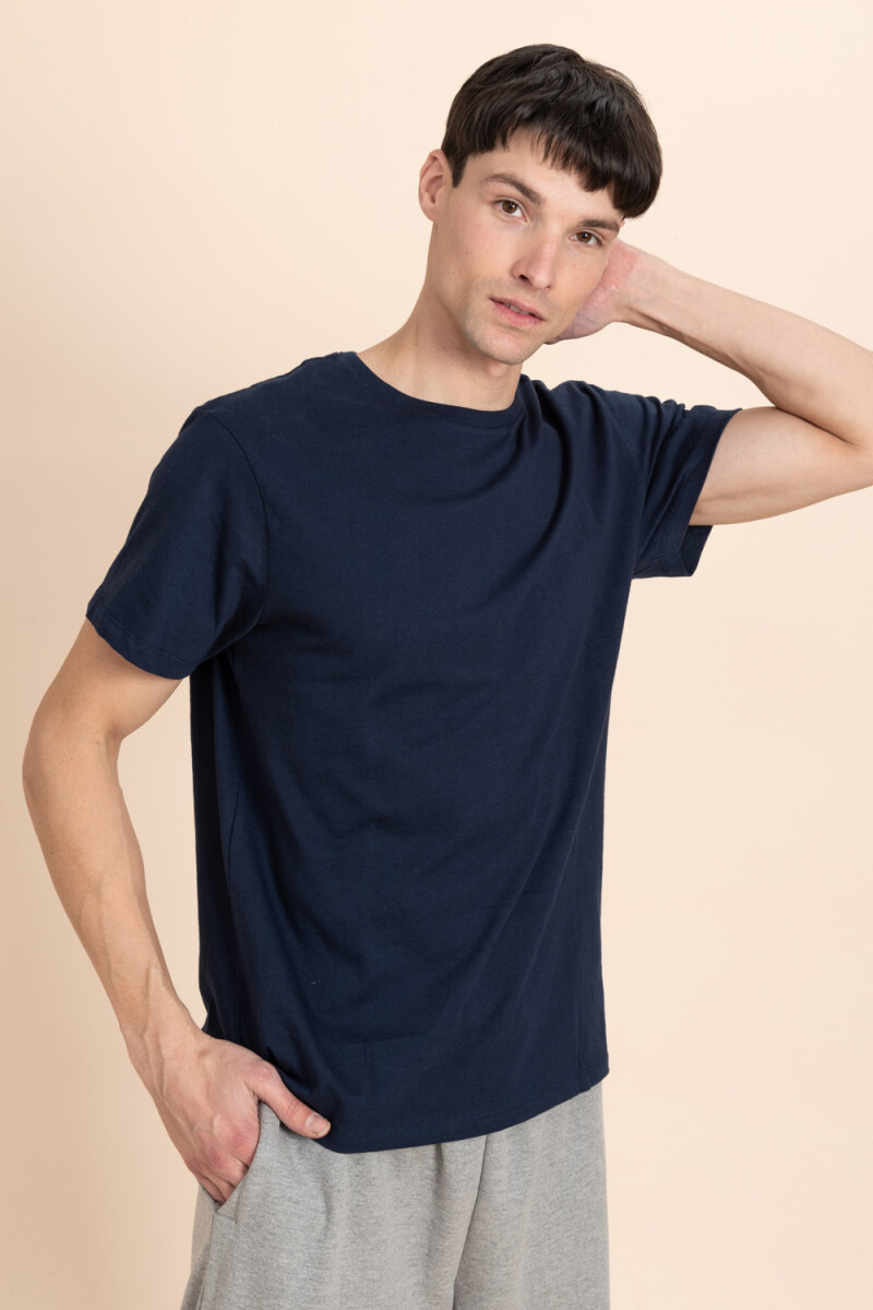 Camiseta con cuello redondo - Azul marino 