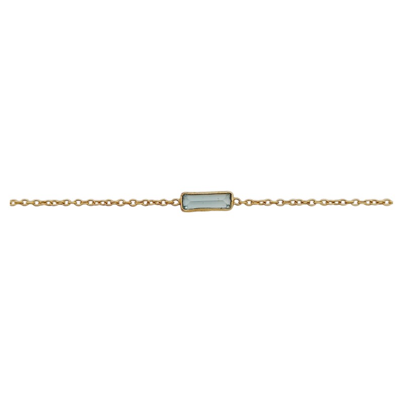 Pulsera Force-Plata Rodinada micra oro 18k-Piedra Topacio azul-PU2007 conpiedra