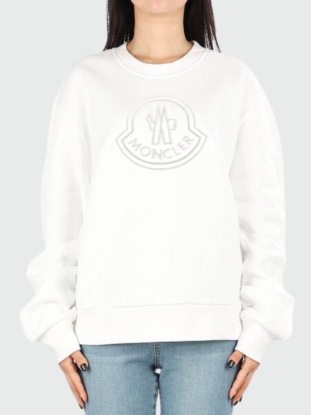 Moncler -Buzo de diseño clásico con logo en algodón Blanco