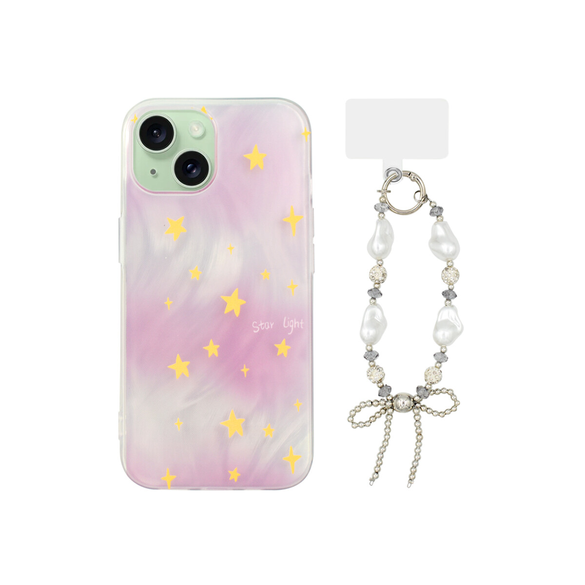 Protector para iPhone 15 diseño estrellas con correa 