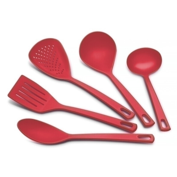 Juego de utensilios en nylon color rojo, modelo UTILITA, 5 piezas TR8092