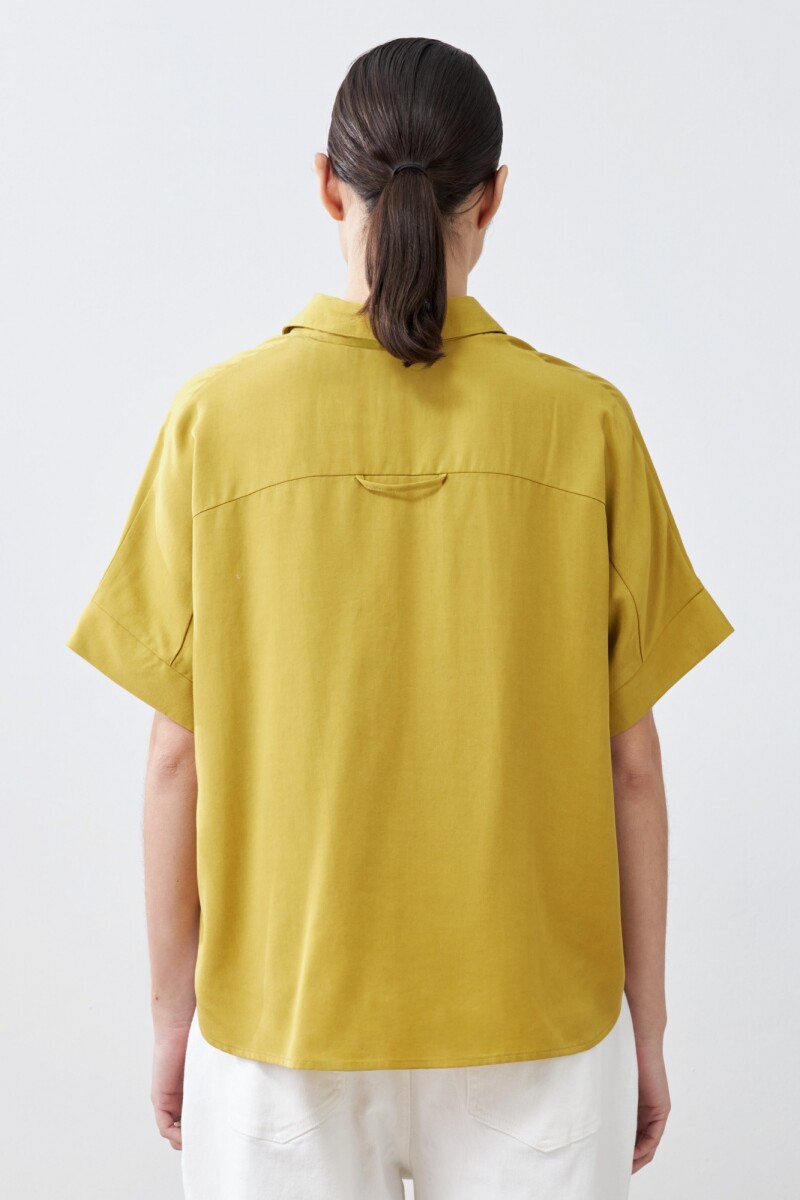 Camisa de lyocell manga corta pistacho
