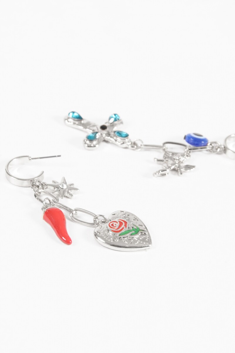 Caravanas dijes fancy plateado