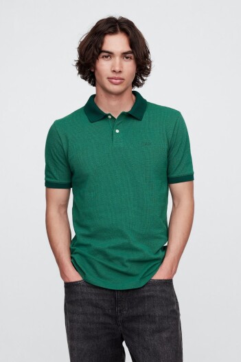 Remera Polo Logo Gap Hombre Rain Forest 19-5232 Tc