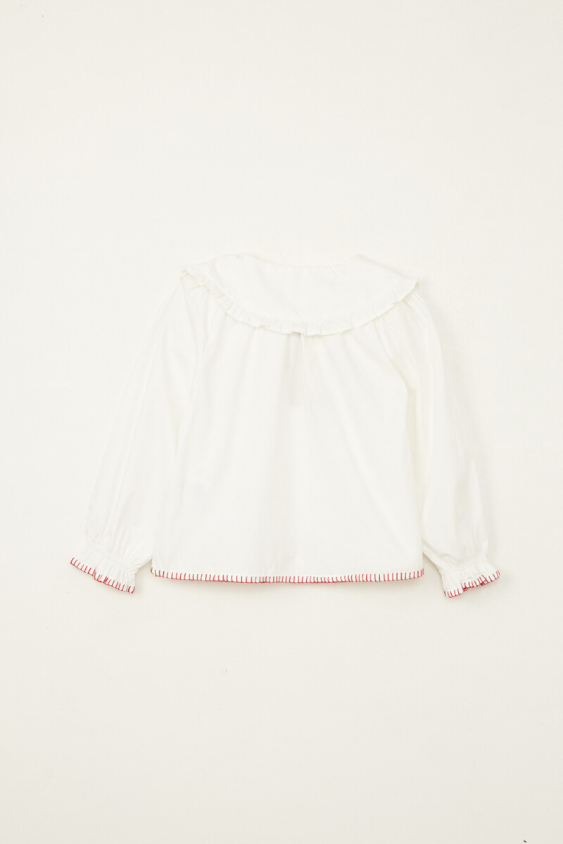 Camisa con doble cuello volados Blanco