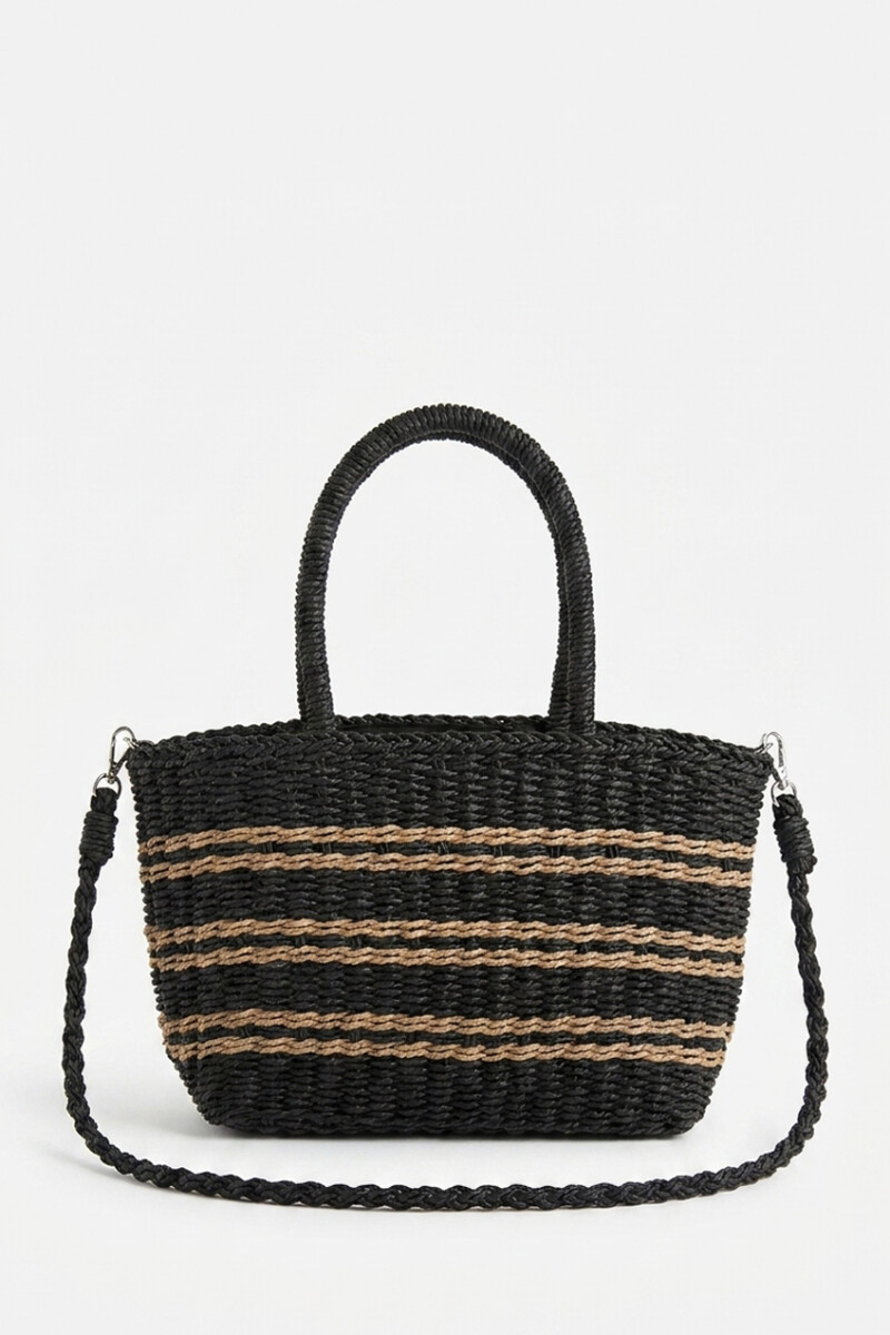 Bolso tejido rayas negro
