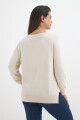 Sweater escote en V liso BEIGE