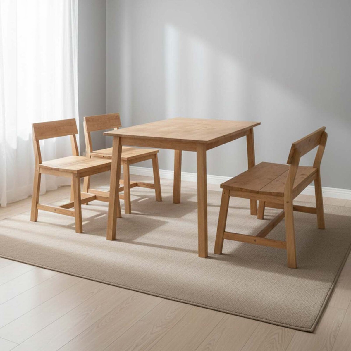 JUEGO DE COMEDOR - MADERA NATURAL-BEIGE MONTANA 