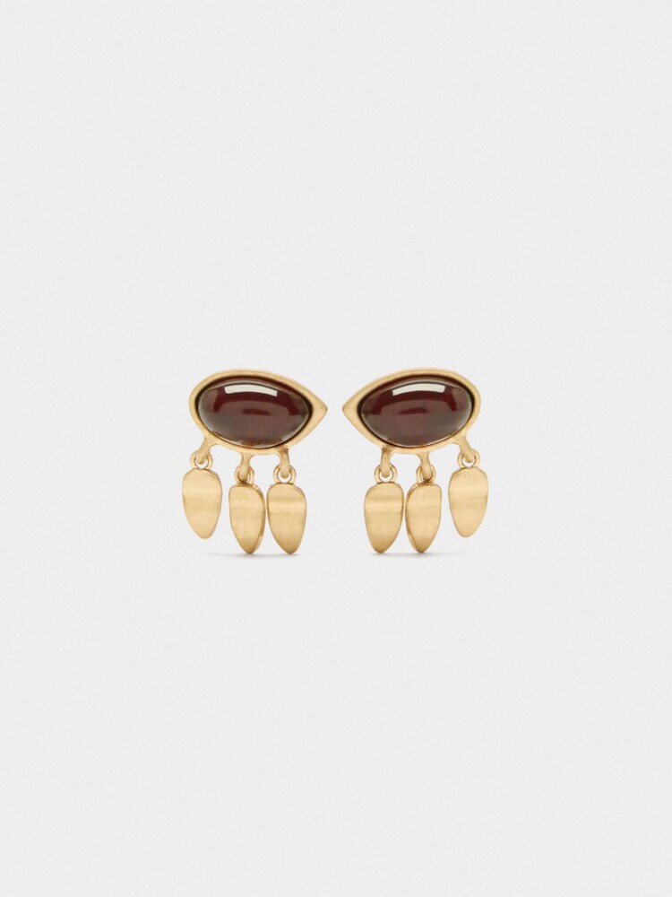 Pendientes Ovalados De Resina marron