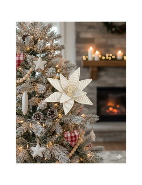 FLOR NAVIDEÑA CORDONES Y BOTONES RUSTICA 25 CM. FLOR NAVIDEÑA CORDONES Y BOTONES RUSTICA 25 CM.