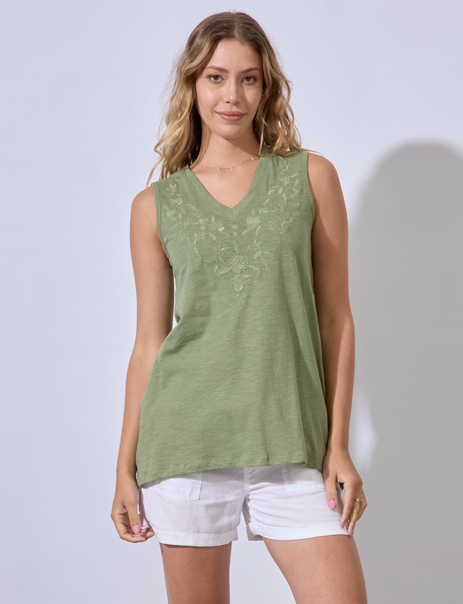 Musculosa Bordada - Verde 