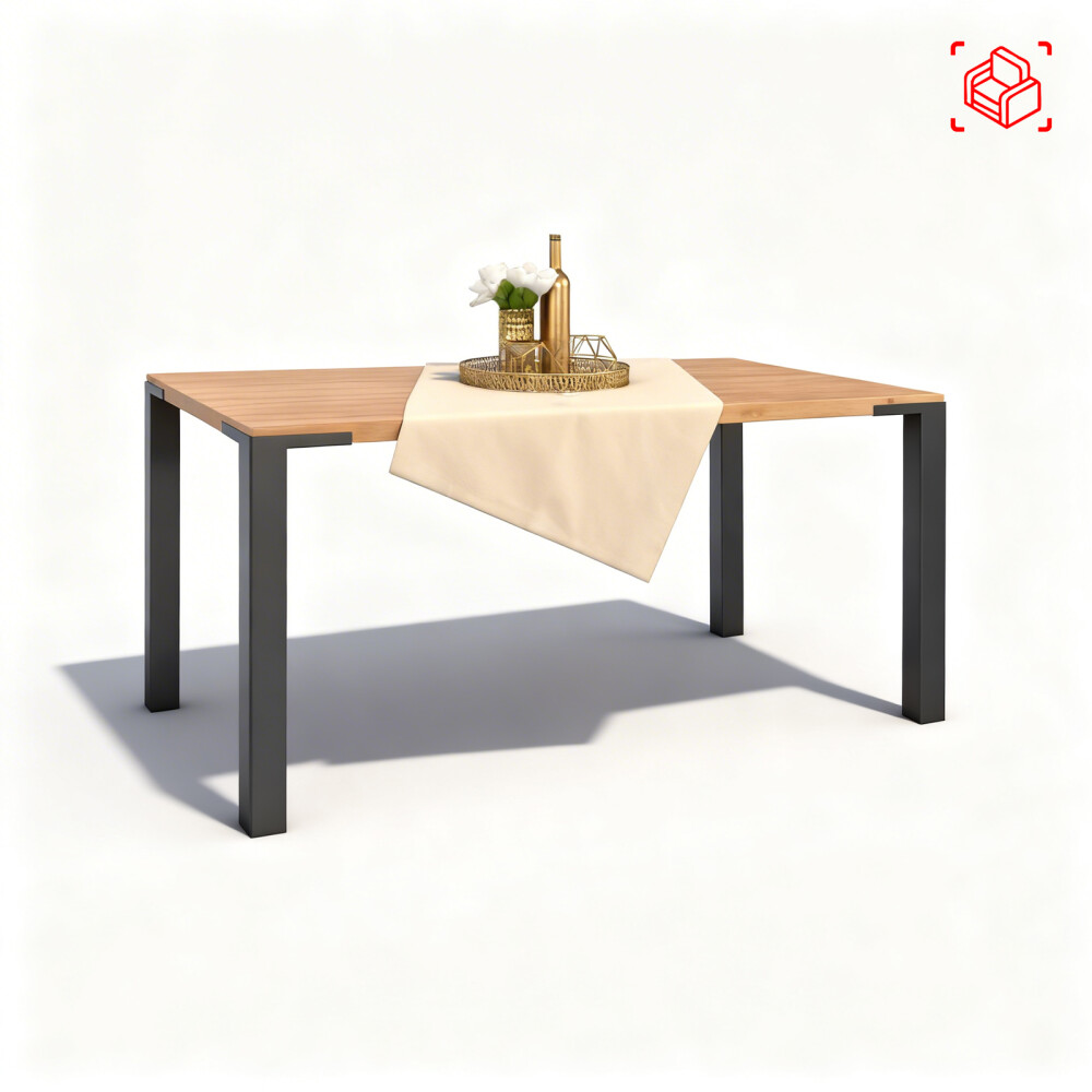 MESA DE COMEDOR MADERA-Y-METAL NATURAL-BEIGE MADISON