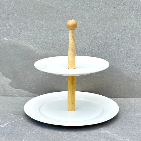 Soporte Para Dulces Cerámica 2 Niveles Alto 28cm x Ø 26cm Soporte Para Dulces Cerámica 2 Niveles Alto 28cm x Ø 26cm
