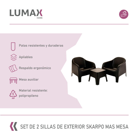 Set de 2 Sillas Skarpo + Mesa de exterior Negro