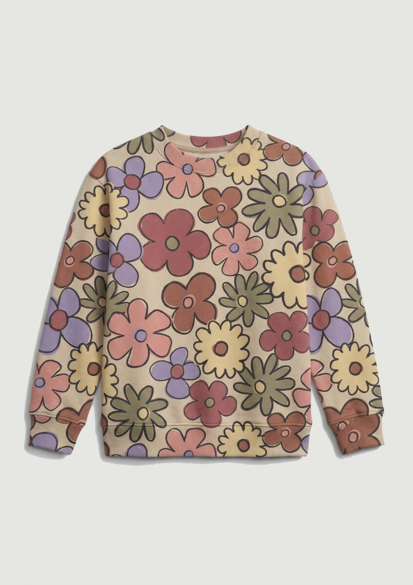 SUDADERA EXTRAGRANDE DE FELPA ESTAMPADA - MULTICOLOR 