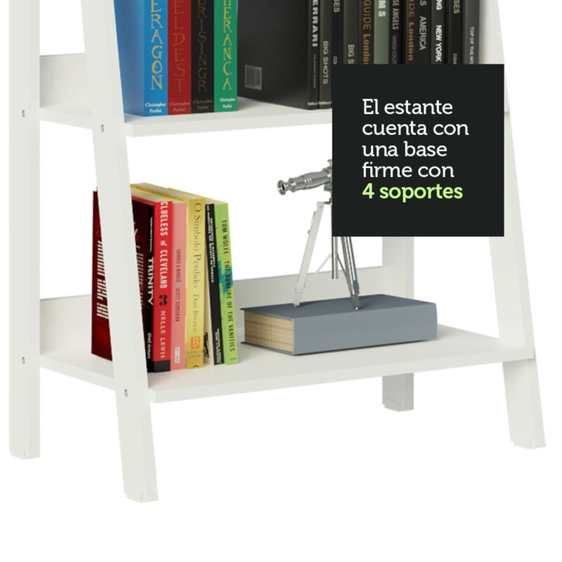 Estantería biblioteca multiuso Lumax escalera para Libros 4 Repisas Blanco