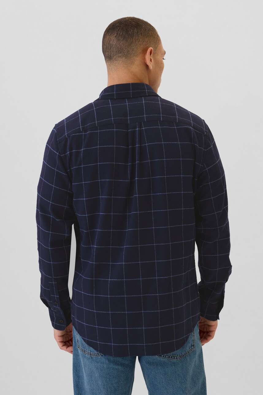 Camisa Standard Franela Hombre Navy Windowpane