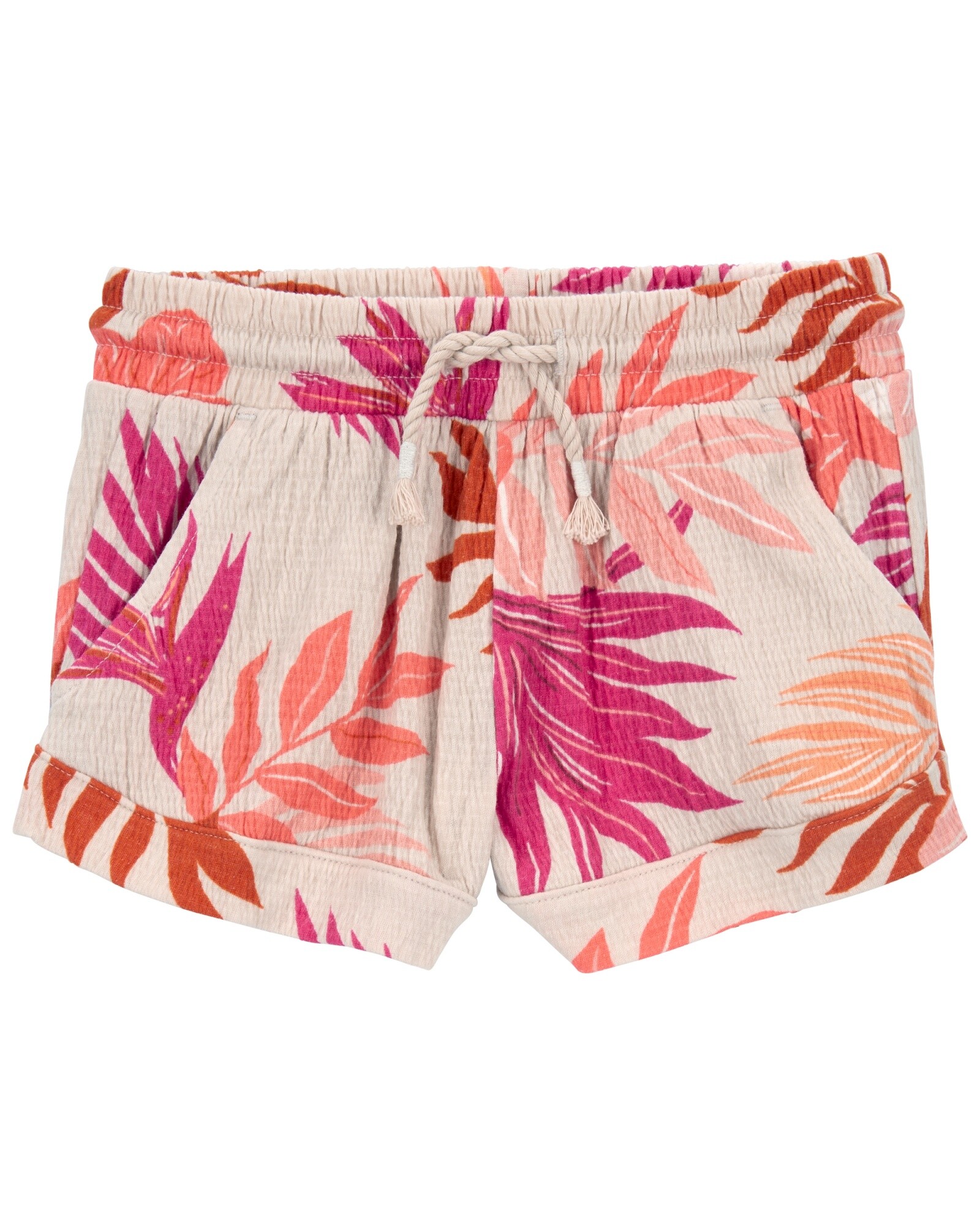 Short de algodón, con cordón y diseño floral Sin color