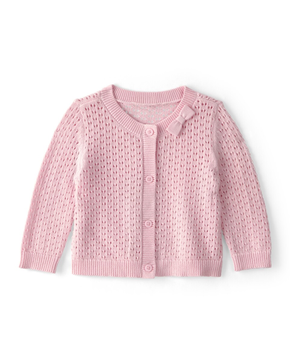 Saco de punto, calado, rosado 