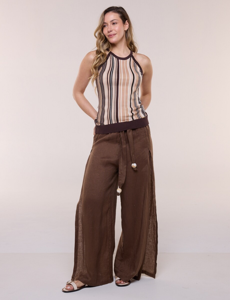 Musculosa Tejida Lineas - Multi/marron 
