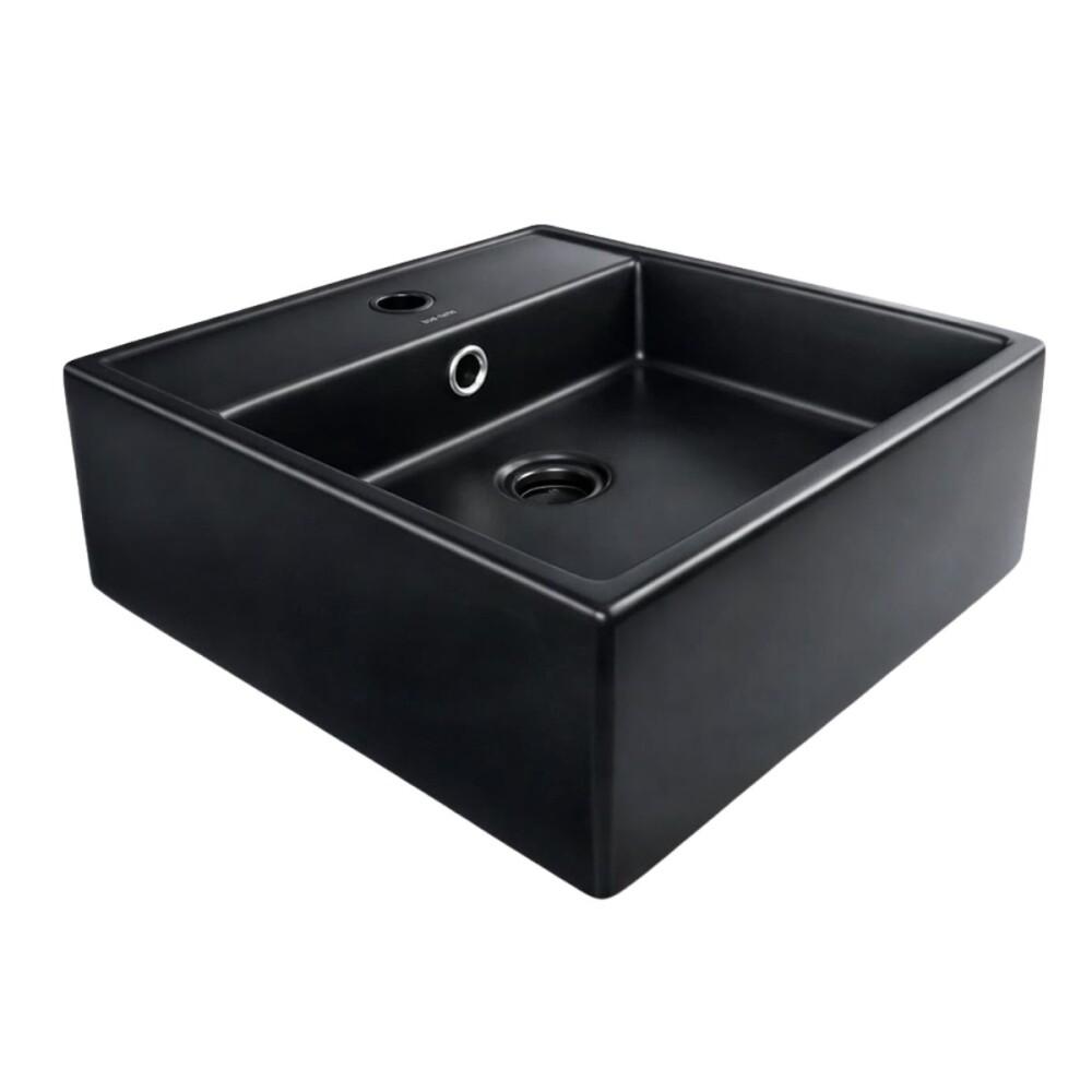 Bacha de apoyo cuadrada 38 cm c/mesa Negro Mate Dmc Bacha De Apoyo Cuadrada 38 Cm C/mesa Negro Mate Dmc