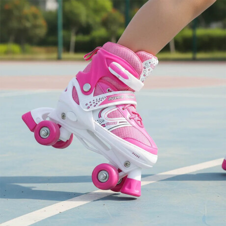 Patines Roller 4 Ruedas Pvc Infantil Ajustable Rosa