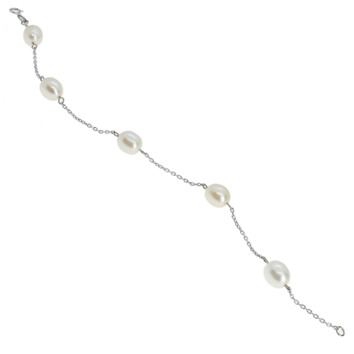 Pulsera de oro blanco 18k y perlas 