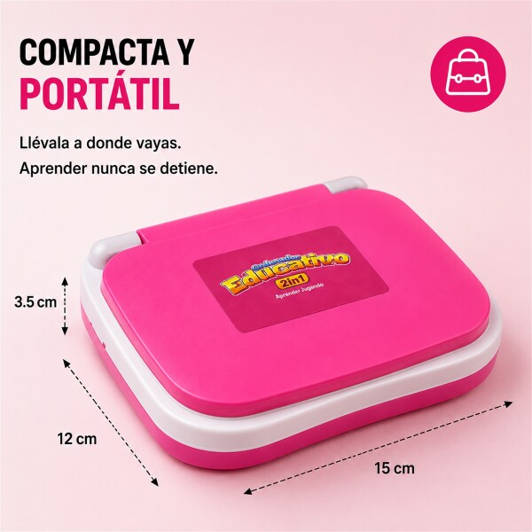 Mini Laptop Educativa Bilingüe con 52 Teclas Rosa 1