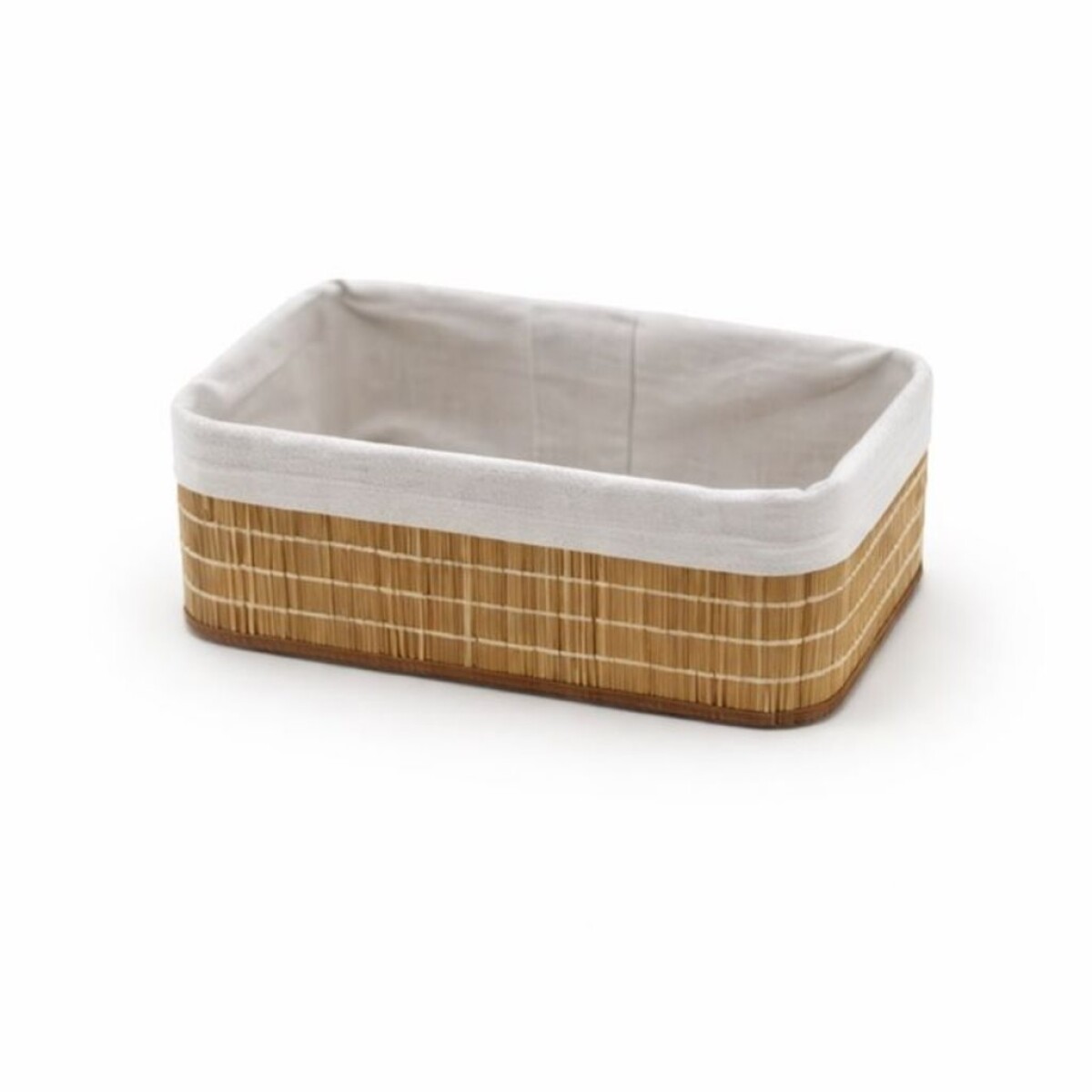 CESTO REC BAMBÚ FORRADO TELA 24X14X10CM NAT 