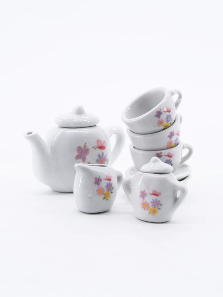 SET DE TE SIMIL CERAMICA BLANCO