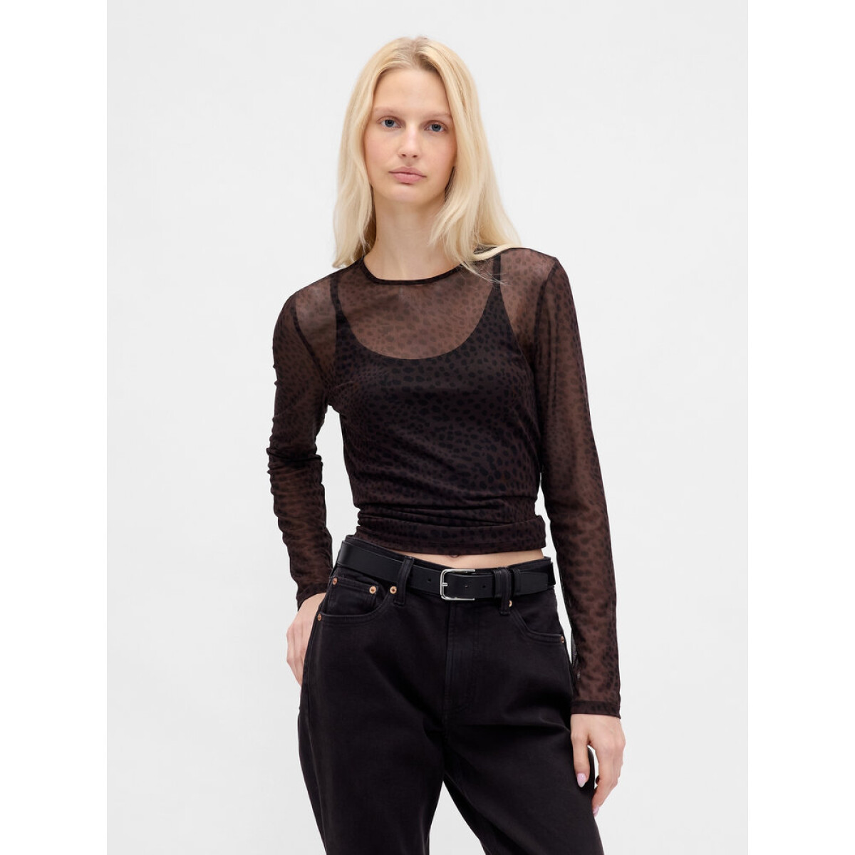 LS MESH CREW - LEOPARD 