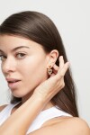 PENDIENTES EN ALEACIAÓN DE METALES BAÑADA EN ORO 18K CON CORAZON Y CRISTAL NEGRO Pendiente