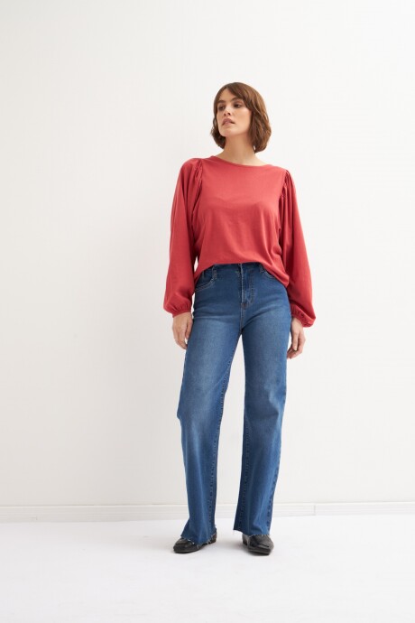 Remera manga abullonada rosa viejo