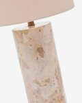Lámpara de mesa Raze de mármol beige y pantalla de lino beige Lámpara de mesa Raze de mármol beige y pantalla de lino beige