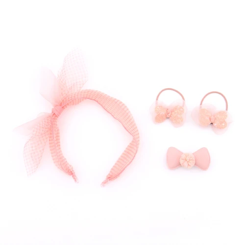 Set Accesorios Para El Cabello Rosa A Cuadros Set Accesorios Para El Cabello Rosa A Cuadros