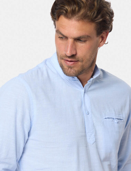CAMISA DE LINO CUELLO MAO Celeste