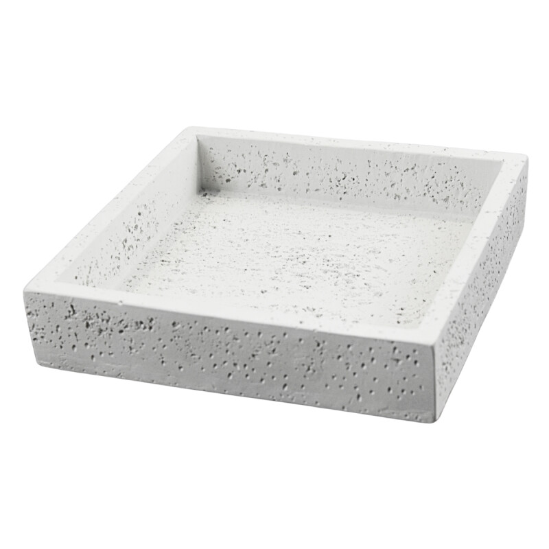 Bandeja decorativa simil piedra cementicia Cuadrada 19cm GRIS