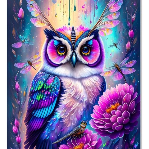KIT DIAMANTE 5D Varios Diseños Diamant Art Atrix ® Variante Diseño Buho Violeta