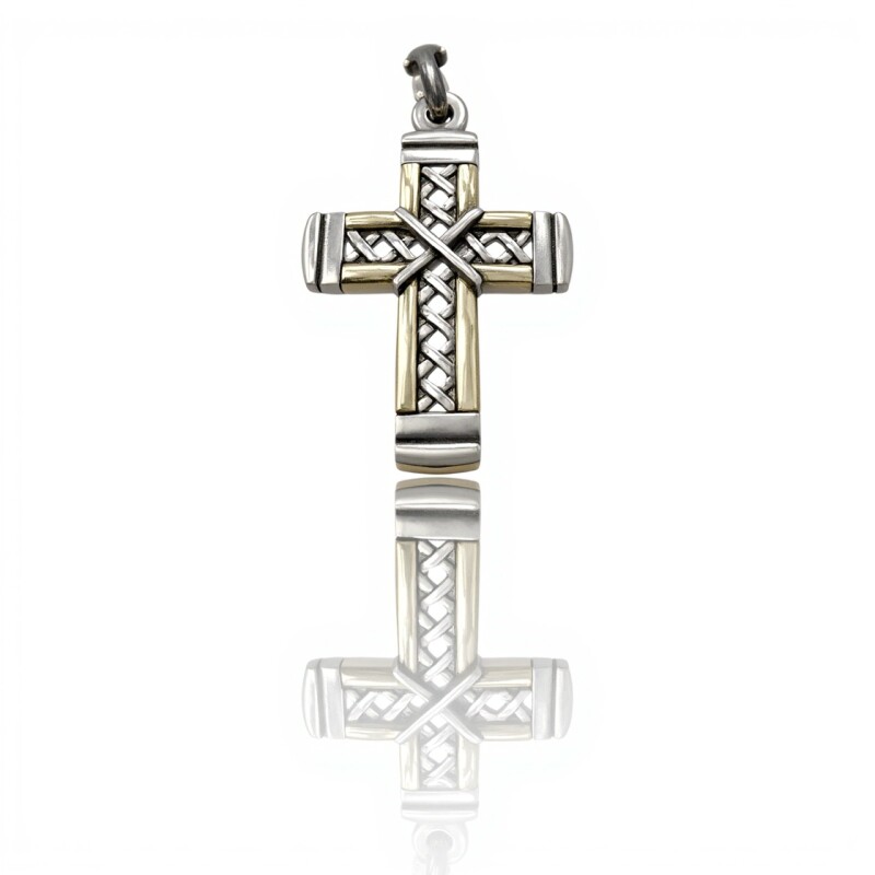 Dije Cruz Labrada-Plata 925 y Oro-Sin Piedra-CP5322 sinpiedra