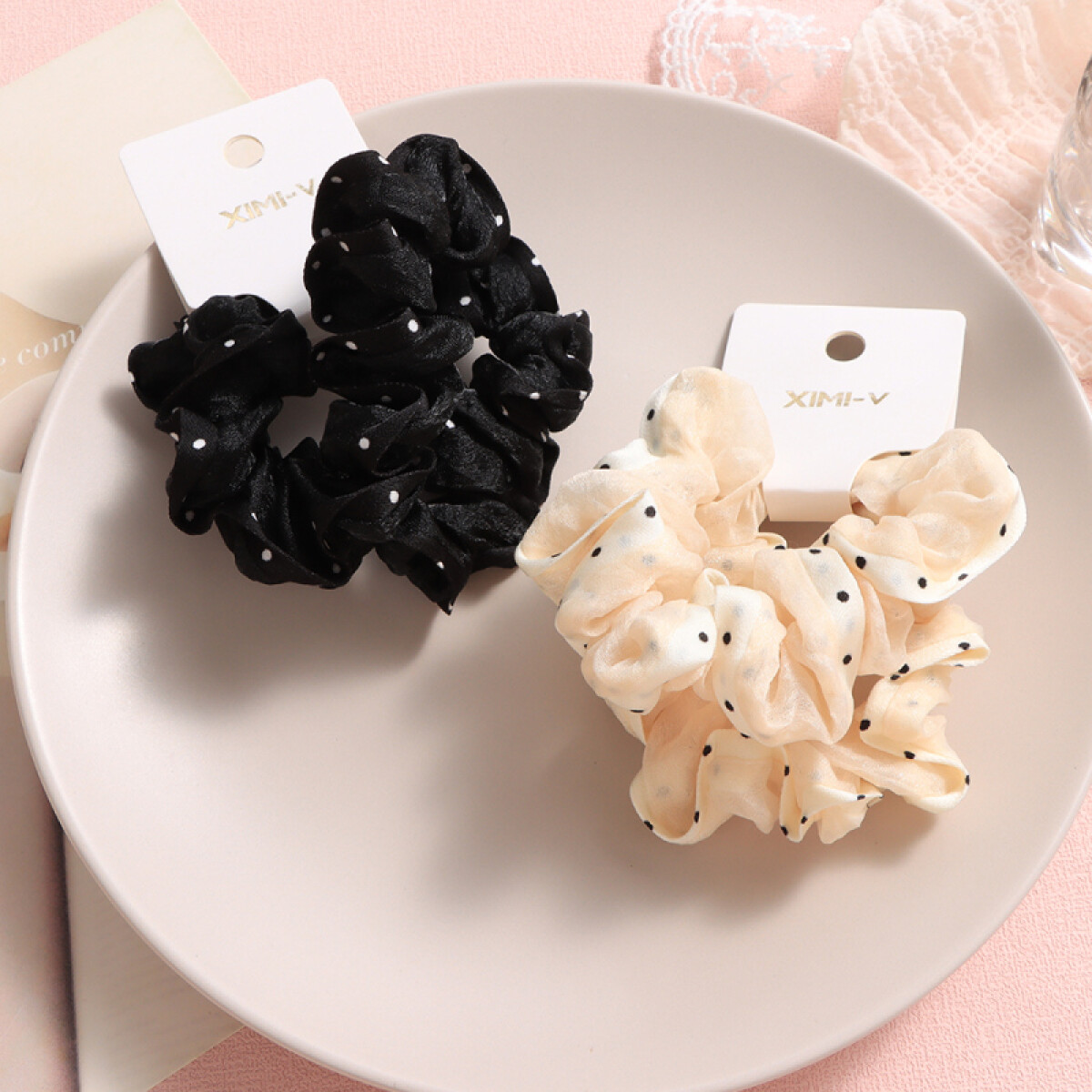 Gomita De Pelo Polka Dot - Scrunchie - 2 Unidades 