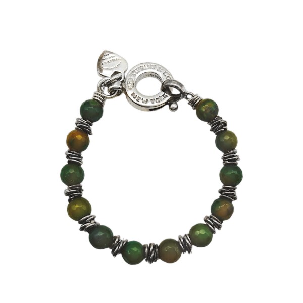 Pulsera Bolitas-Plata 925-Piedra cuarzo verde-PU3003 conpiedra